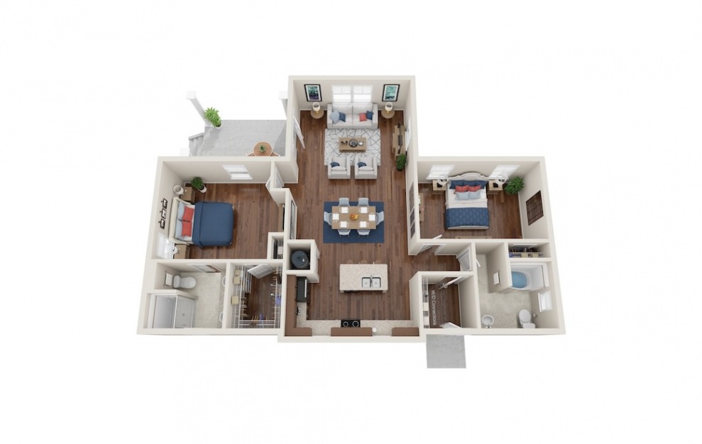 Beswick - 2 bedroom floorplan layout with 2 baths and 1314 square feet.
