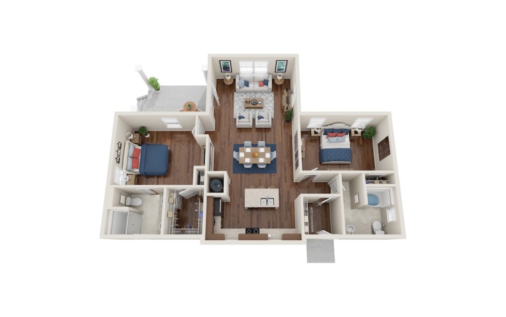 Beswick - 2 bedroom floorplan layout with 2 bathrooms and 1314 square feet